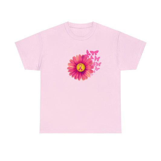 Pink Butterfly Flower Women's T-Shirt in Light Pink Front